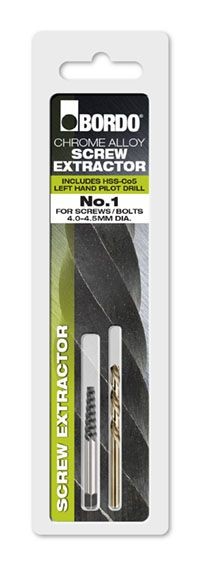 BORDO SCREW EXTRACTOR #1 + DRILL ( CARDED - PACK OF 1) 